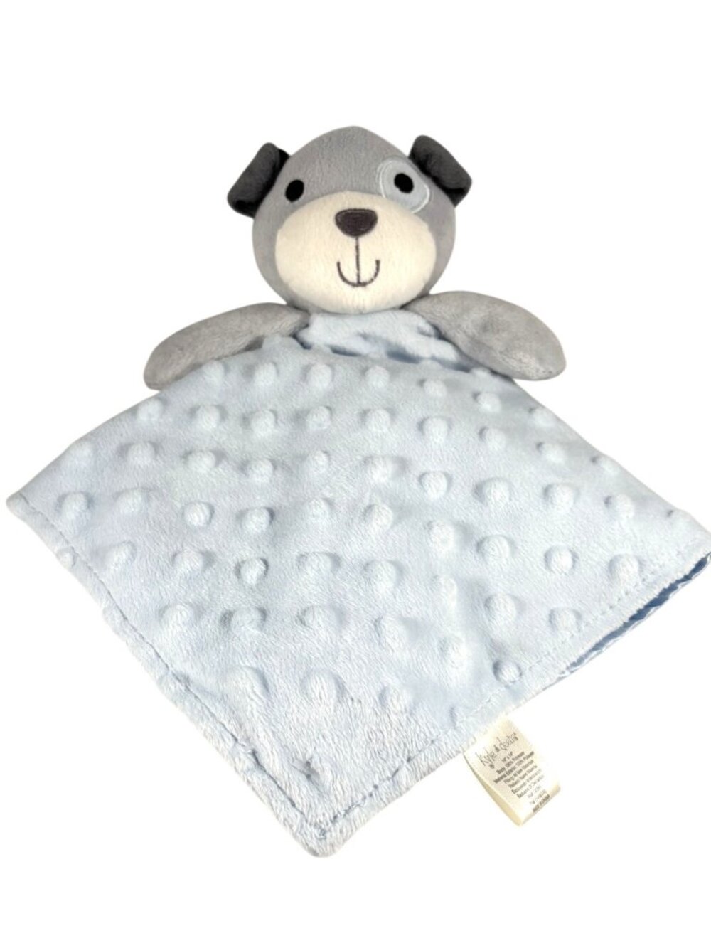 Kyle & Deena Puppy Plush Baby Security Lovey Blanket Blue Minky Dot 14x14